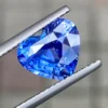 3.02ct heart shaped natural blue sapphire viewed from an angle